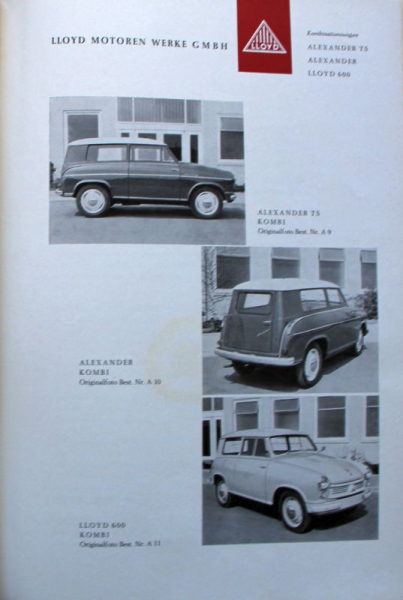 Lloyd Modellprogramm 1959 IAA Automobil-Pressemappe (7623)